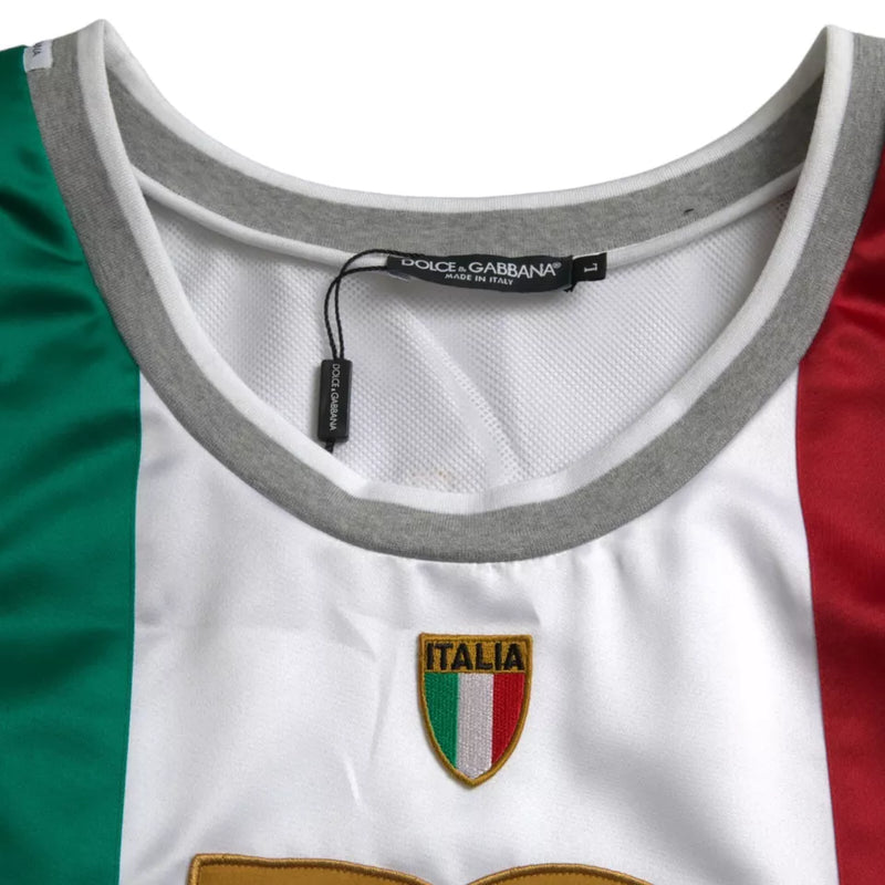 Camiseta regata Dolce & Gabbana branca e verde com bandeira italiana em cesta