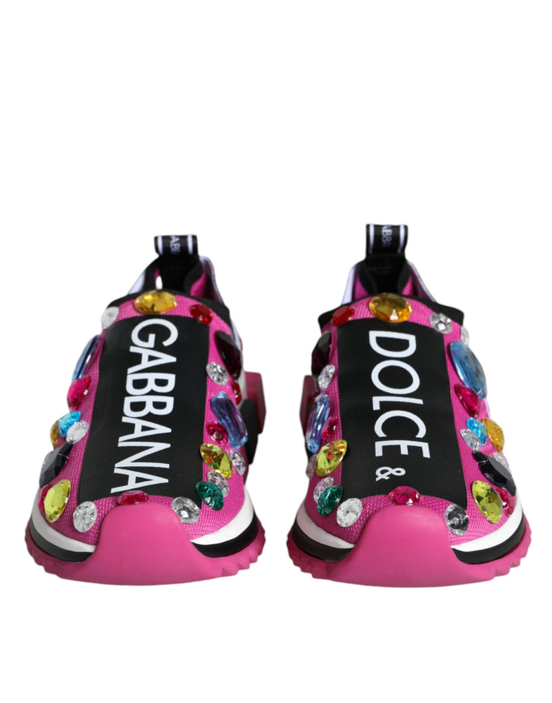 Zapatillas bajas Sorrento rosas con cristales de Dolce & Gabbana