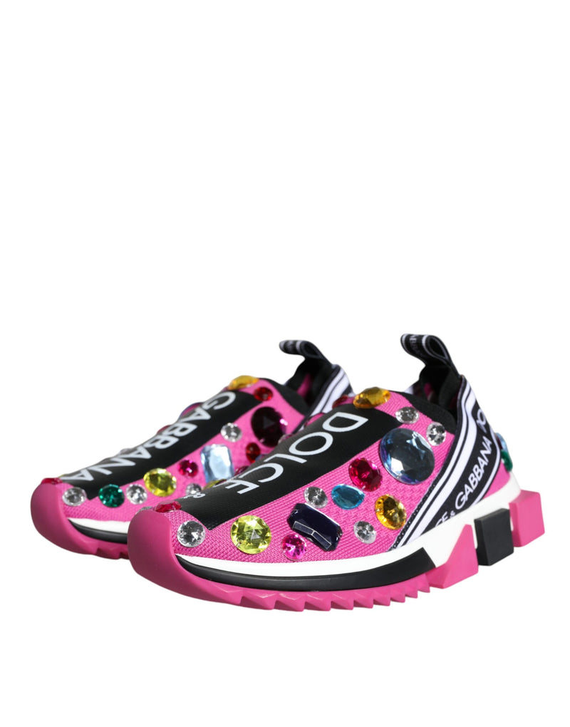 Zapatillas bajas Sorrento rosas con cristales de Dolce & Gabbana