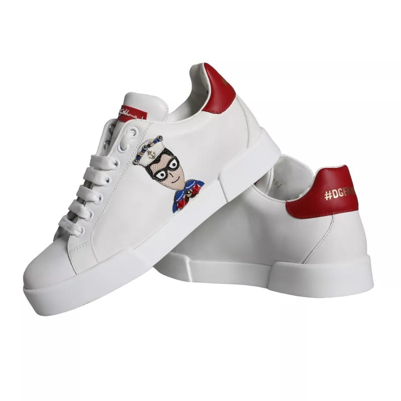 Zapatillas Dolce & Gabbana Portofino blancas de piel de becerro y napa, con parche