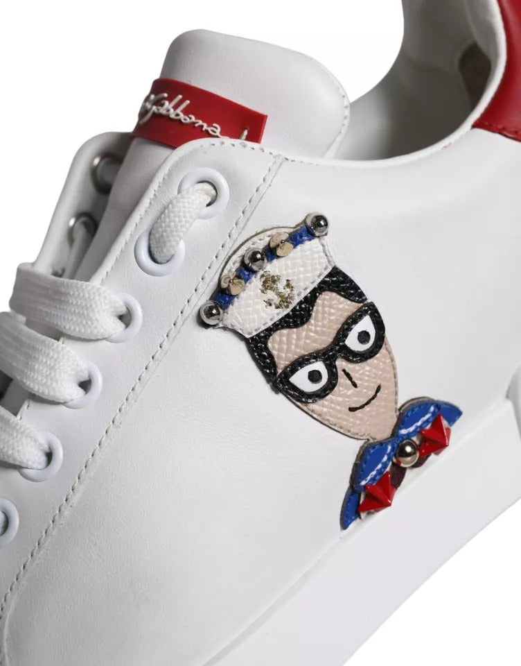 Zapatillas Dolce & Gabbana Portofino blancas de piel de becerro y napa, con parche