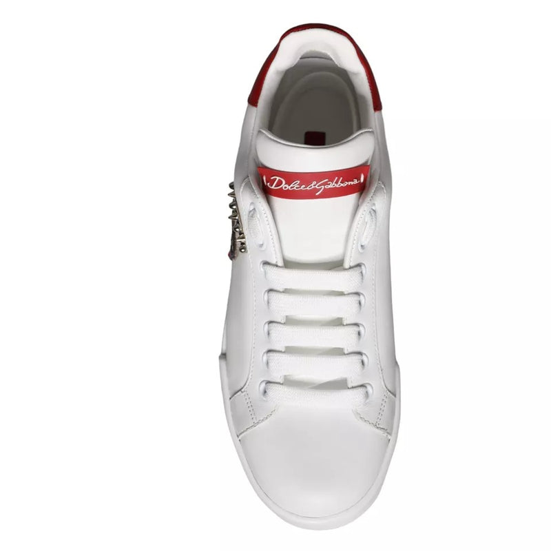 Zapatillas Dolce & Gabbana Portofino blancas de piel de becerro y napa, con parche