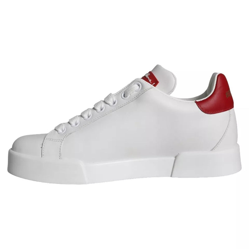 Zapatillas Dolce & Gabbana Portofino blancas de piel de becerro y napa, con parche
