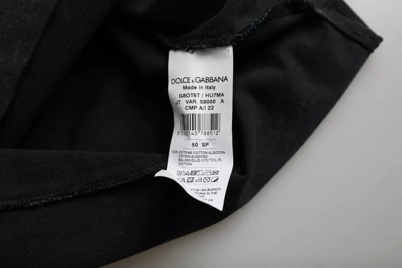 Camiseta Dolce & Gabbana preta de algodão com gola careca e estampa gráfica