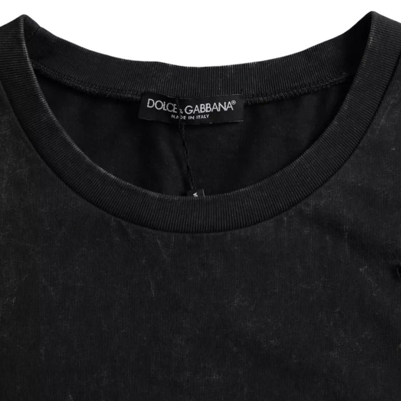 Camiseta Dolce & Gabbana preta de algodão com gola careca e estampa gráfica