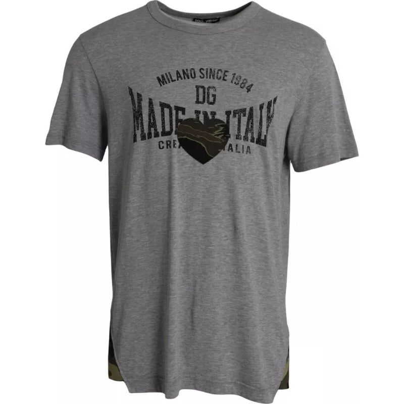 Camiseta Dolce & Gabbana gris de algodón con estampado gráfico y cuello redondo