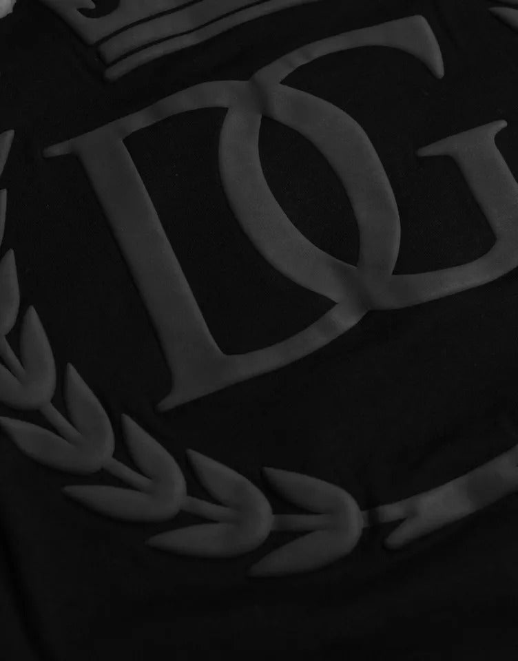 Camiseta Dolce & Gabbana negra de algodón con logotipo en relieve y cuello redondo