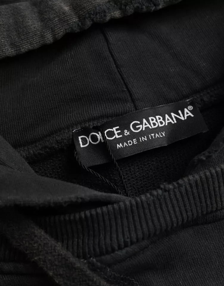 Camiseta corta Dolce & Gabbana negra de algodón, con capucha y mangas cortas