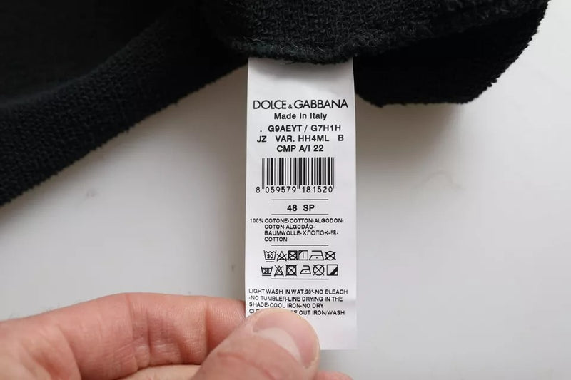 Camiseta corta Dolce & Gabbana negra de algodón, con capucha y mangas cortas