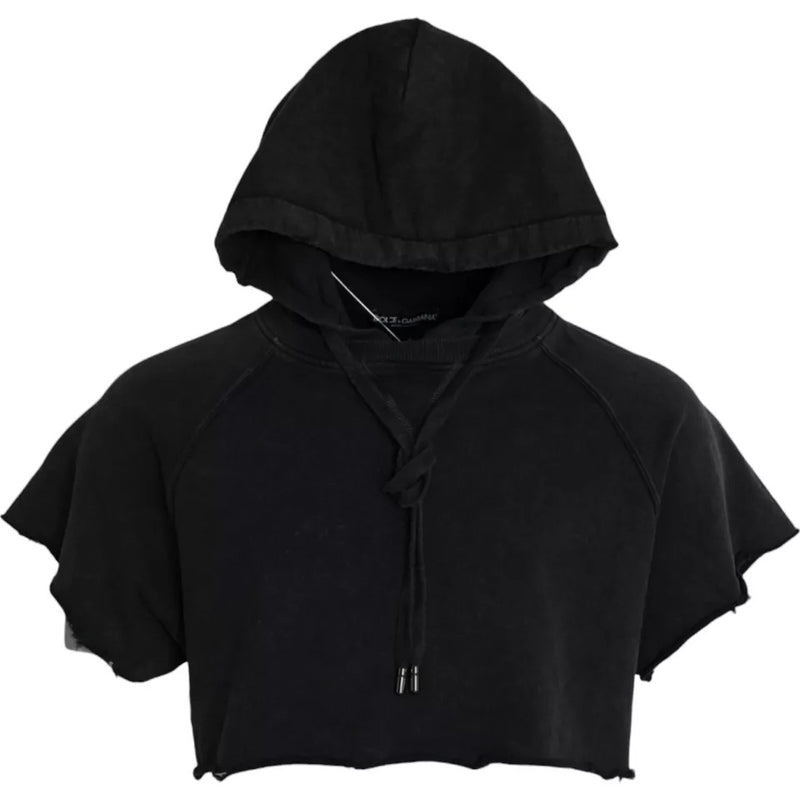 Camiseta corta Dolce & Gabbana negra de algodón, con capucha y mangas cortas