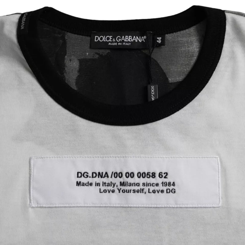 Camiseta de gola redonda com estampa camuflada em preto e branco Dolce & Gabbana