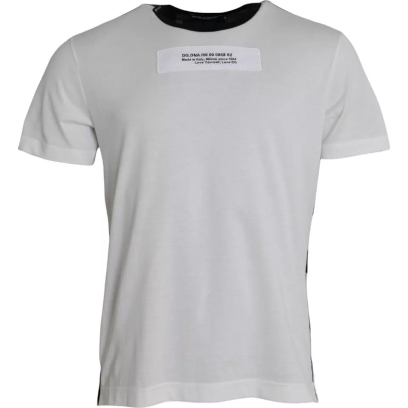Camiseta de gola redonda com estampa camuflada em preto e branco Dolce & Gabbana