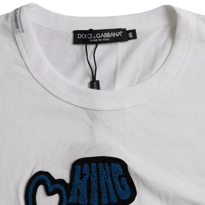 Camiseta branca Dolce & Gabbana King of Love, gola redonda e mangas curtas