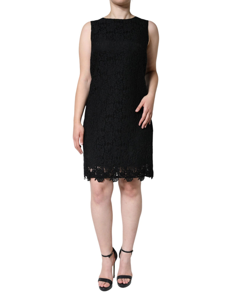Robe fourreau courte sans manches Dolce & Gabbana en dentelle florale noire