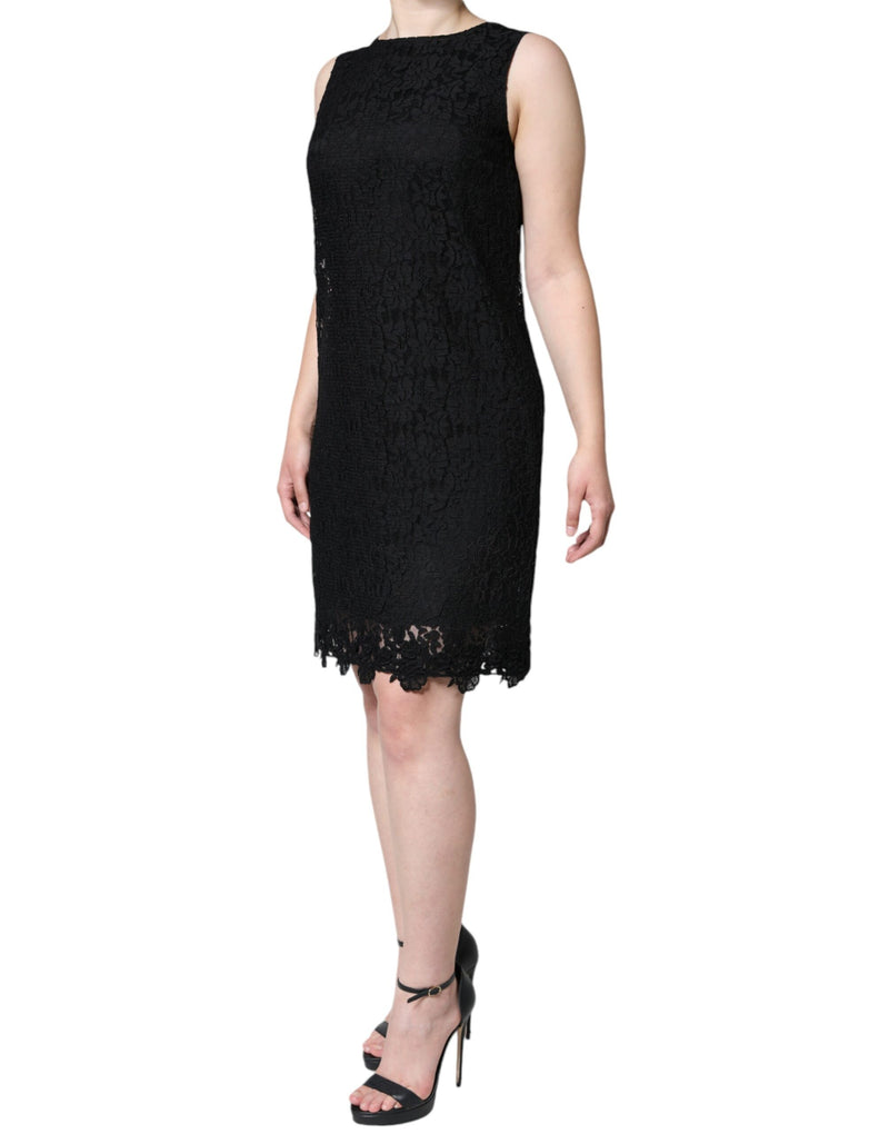 Robe fourreau courte sans manches Dolce & Gabbana en dentelle florale noire