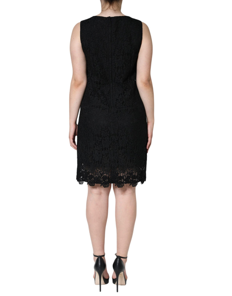 Robe fourreau courte sans manches Dolce & Gabbana en dentelle florale noire