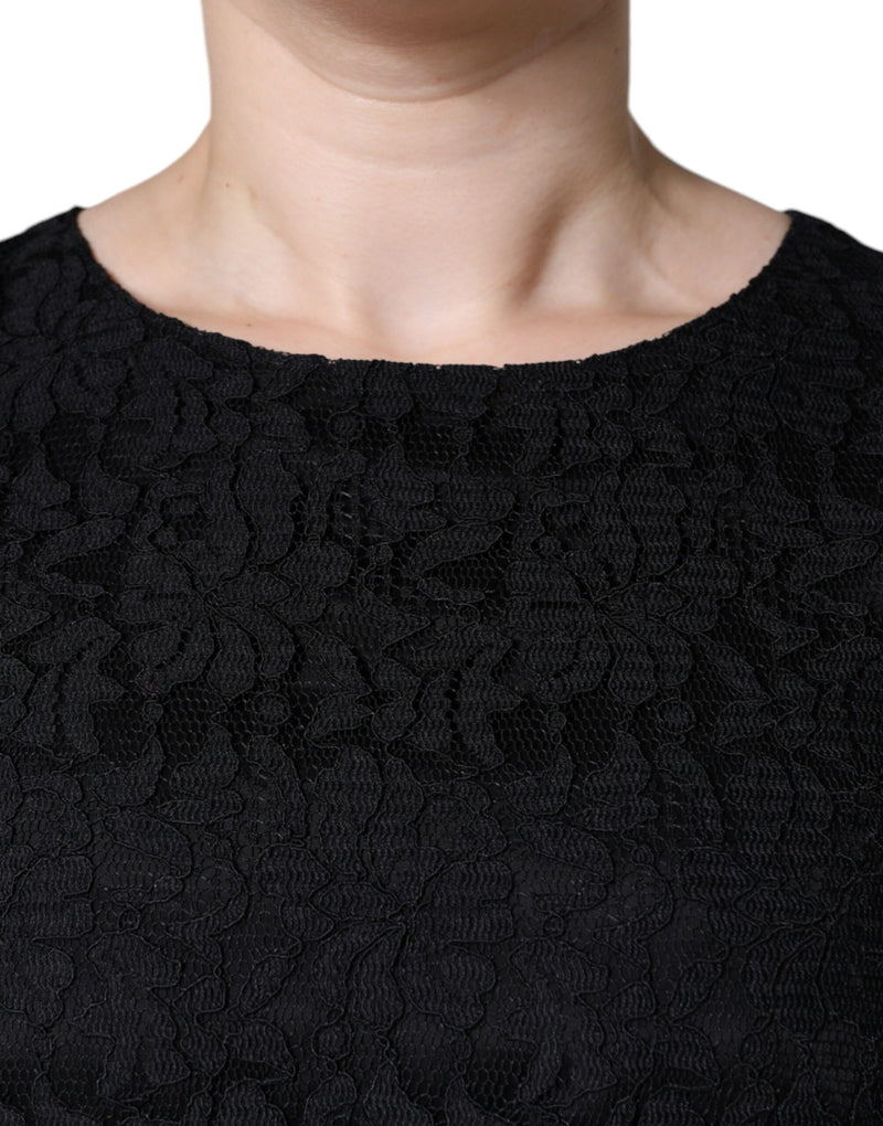 Robe fourreau courte sans manches Dolce & Gabbana en dentelle florale noire
