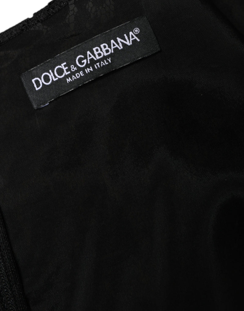 Robe fourreau courte sans manches Dolce & Gabbana en dentelle florale noire