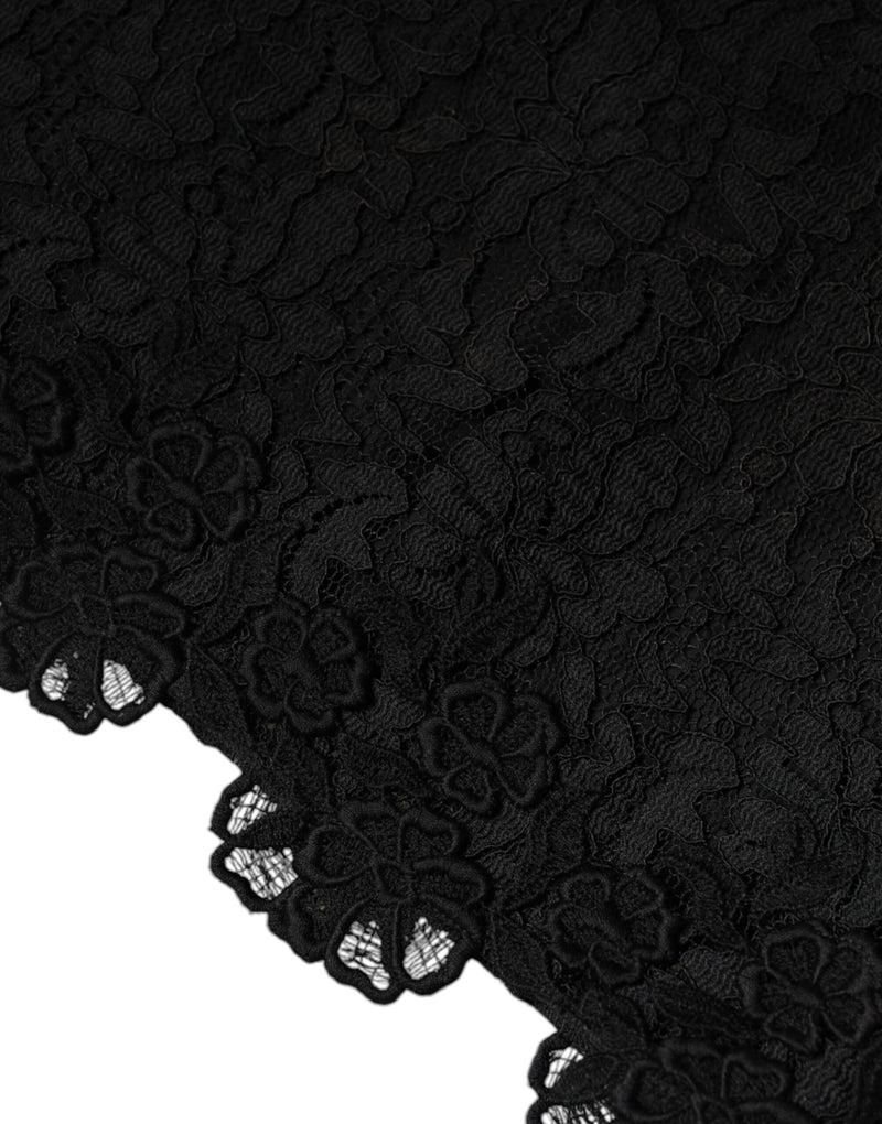 Robe fourreau courte sans manches Dolce & Gabbana en dentelle florale noire