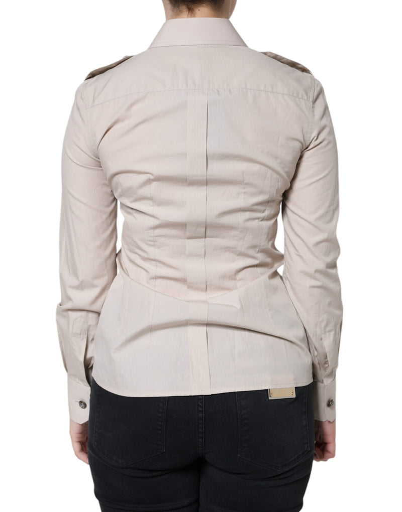 Camisa Dolce & Gabbana bege de algodão com gola e fechamento por botões