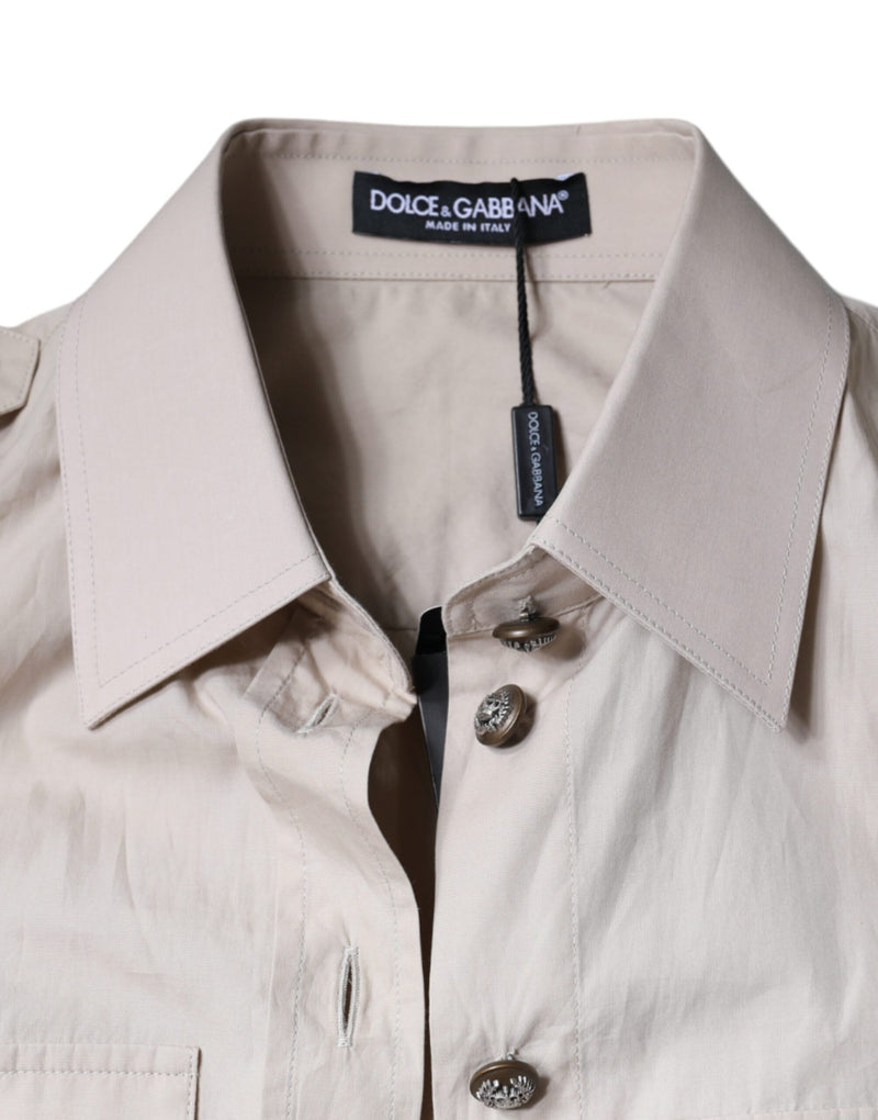 Camisa Dolce & Gabbana bege de algodão com gola e fechamento por botões