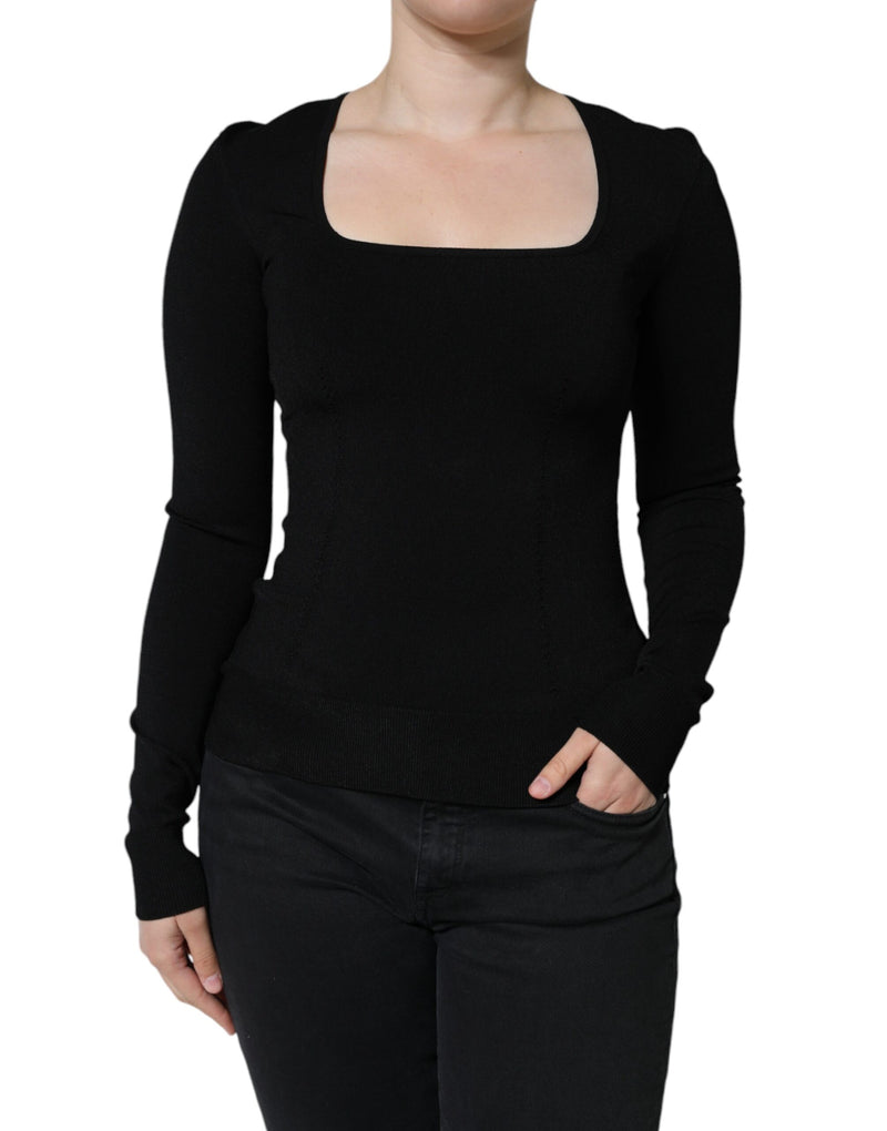 Blusa negra de manga larga y escote cuadrado de Dolce & Gabbana
