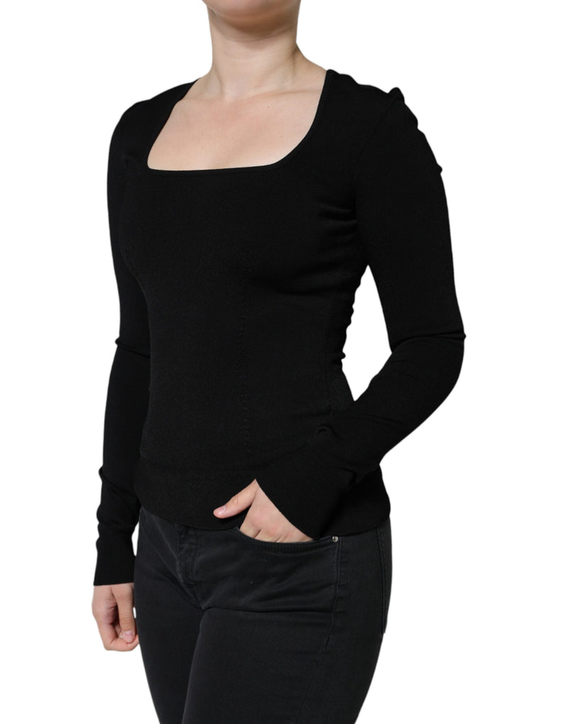 Blusa negra de manga larga y escote cuadrado de Dolce & Gabbana