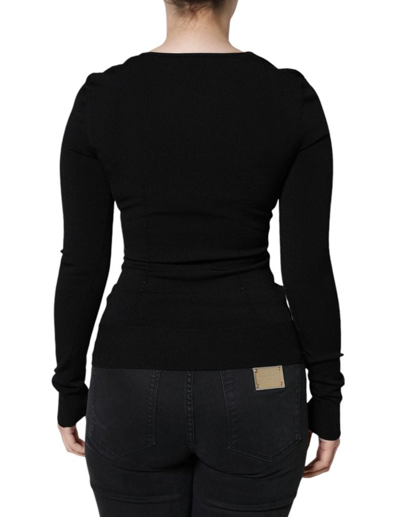 Blusa negra de manga larga y escote cuadrado de Dolce & Gabbana