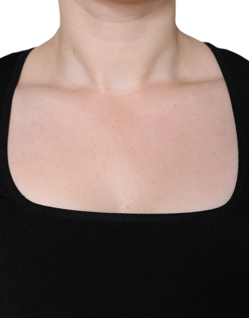 Blusa negra de manga larga y escote cuadrado de Dolce & Gabbana