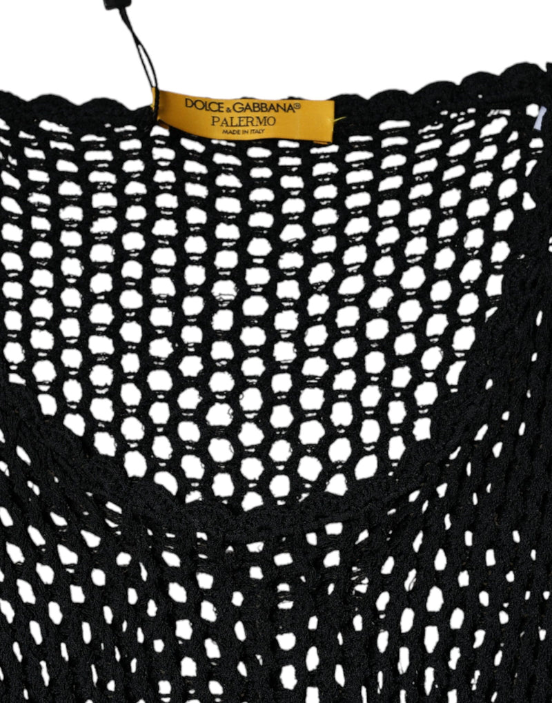 Top smanicato Dolce & Gabbana nero in mesh trasparente