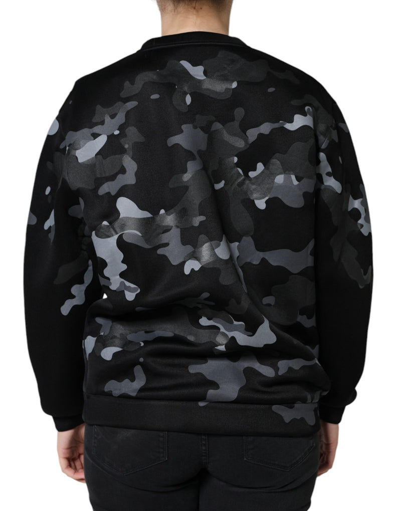 Suéter de moletom Dolce & Gabbana preto com estampa camuflada e gola redonda