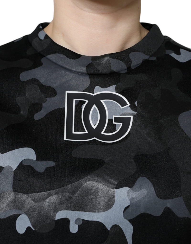 Suéter de moletom Dolce & Gabbana preto com estampa camuflada e gola redonda