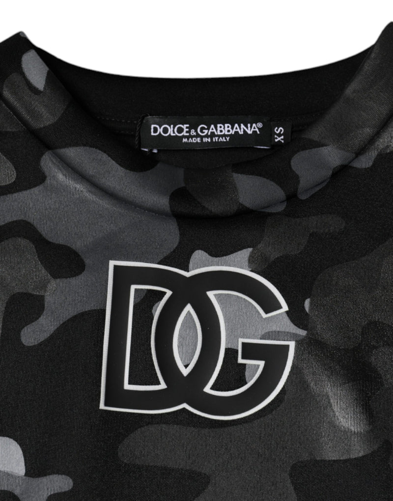 Suéter de moletom Dolce & Gabbana preto com estampa camuflada e gola redonda