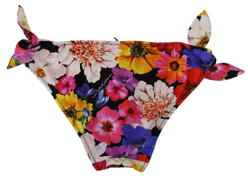 Slip bikini Dolce & Gabbana nero con stampa floreale