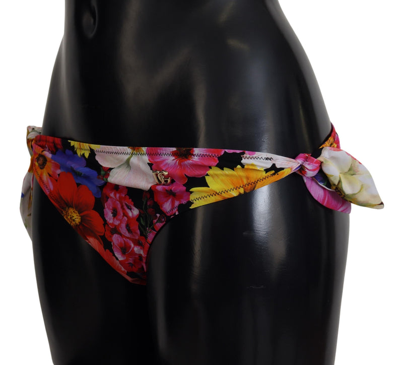 Slip bikini Dolce & Gabbana nero con stampa floreale