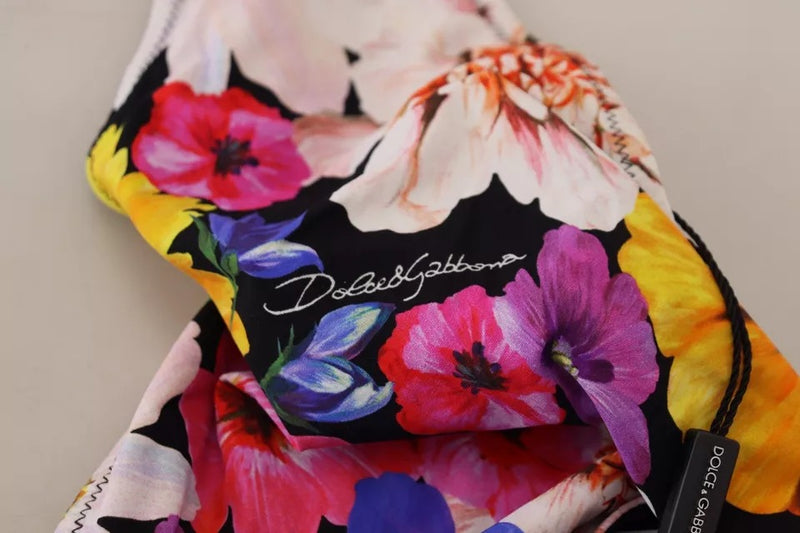 Slip bikini Dolce & Gabbana nero con stampa floreale