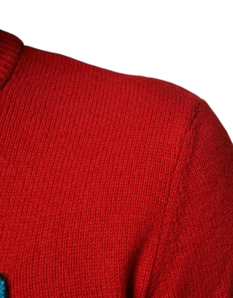 Sweat-shirt à col rond en laine rouge « I'm The King » Dolce & Gabbana