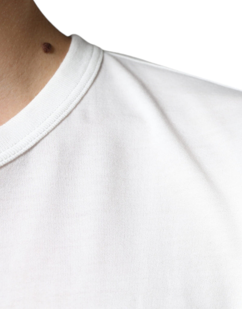 Camiseta blanca de algodón de cuello redondo con logotipo en relieve de Dolce & Gabbana