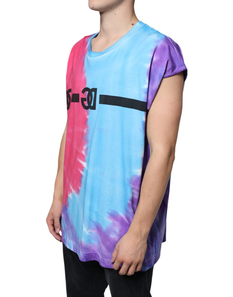 T-shirt sans manches en coton à effet tie-dye multicolore Dolce & Gabbana
