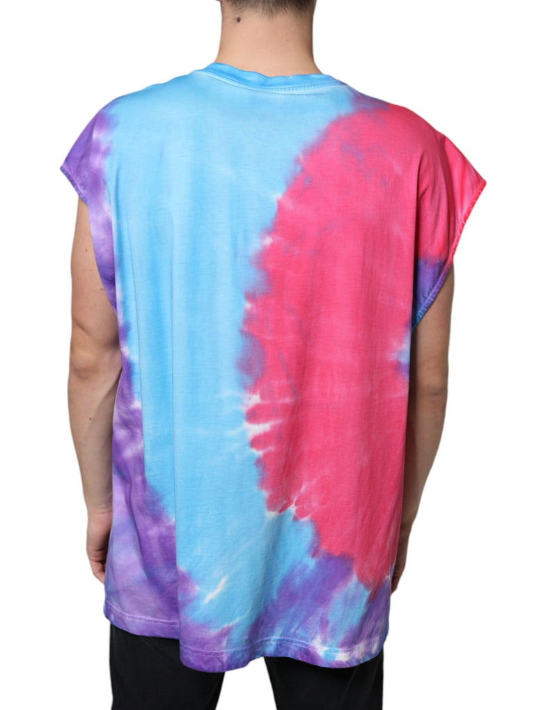 T-shirt sans manches en coton à effet tie-dye multicolore Dolce & Gabbana