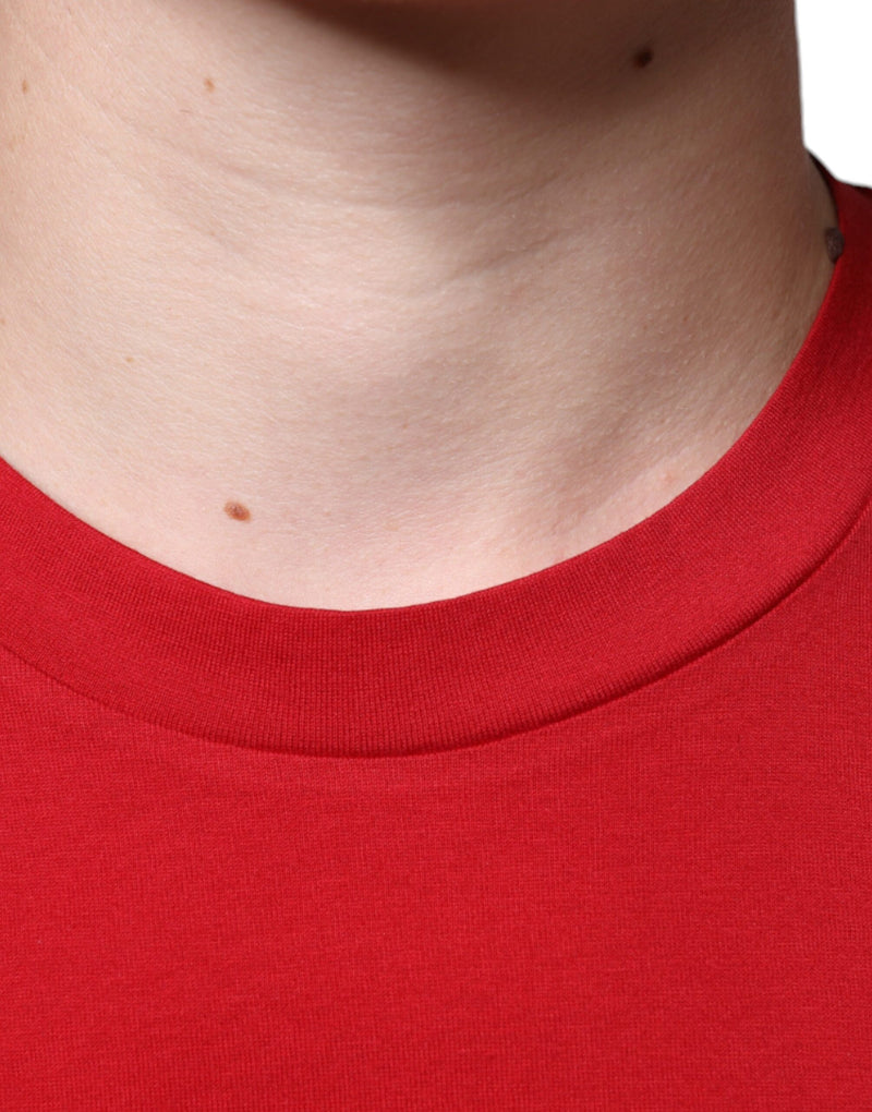 T-shirt rouge en coton à col rond avec imprimé logo DG Dolce & Gabbana