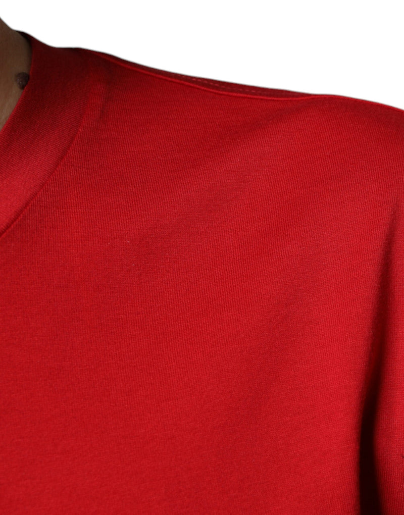 T-shirt rouge en coton à col rond avec imprimé logo DG Dolce & Gabbana