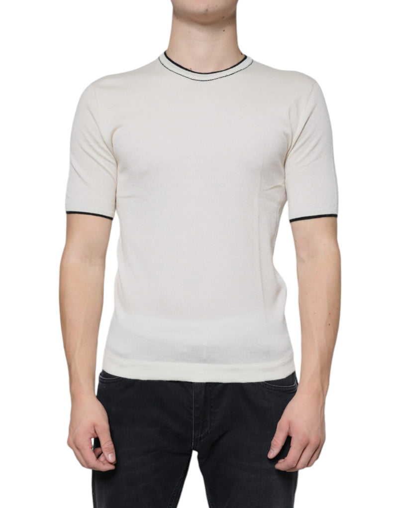 Camiseta de cashmere off-white de mangas curtas Dolce & Gabbana