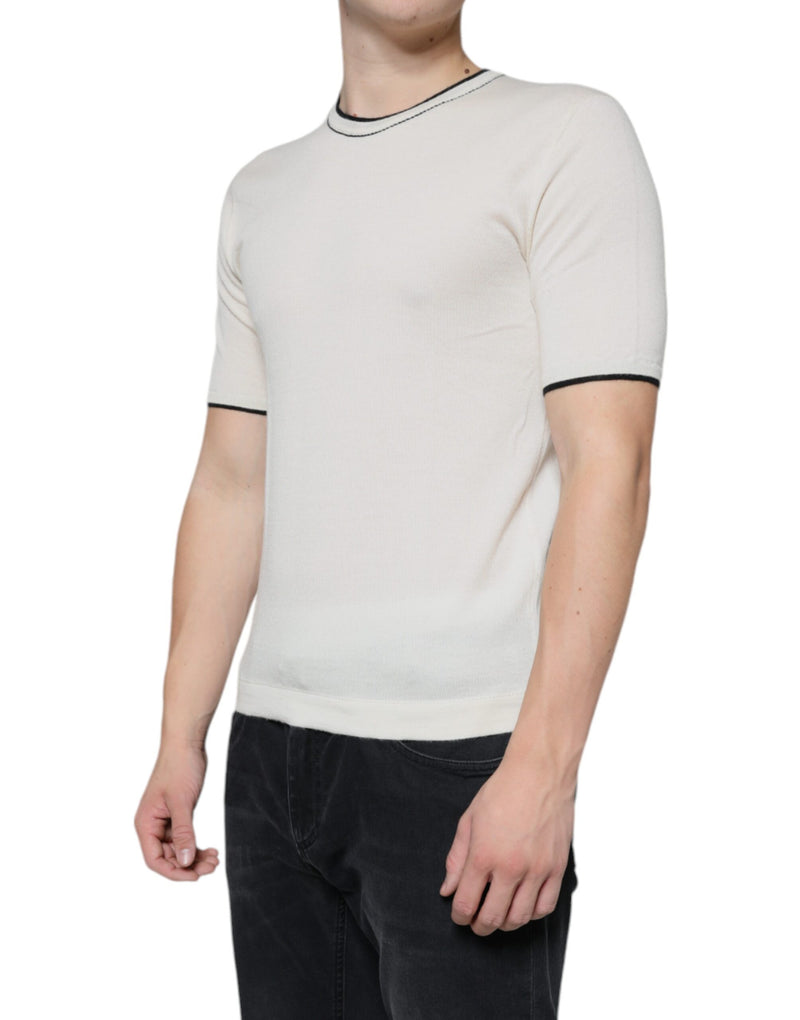 Camiseta de cashmere off-white de mangas curtas Dolce & Gabbana