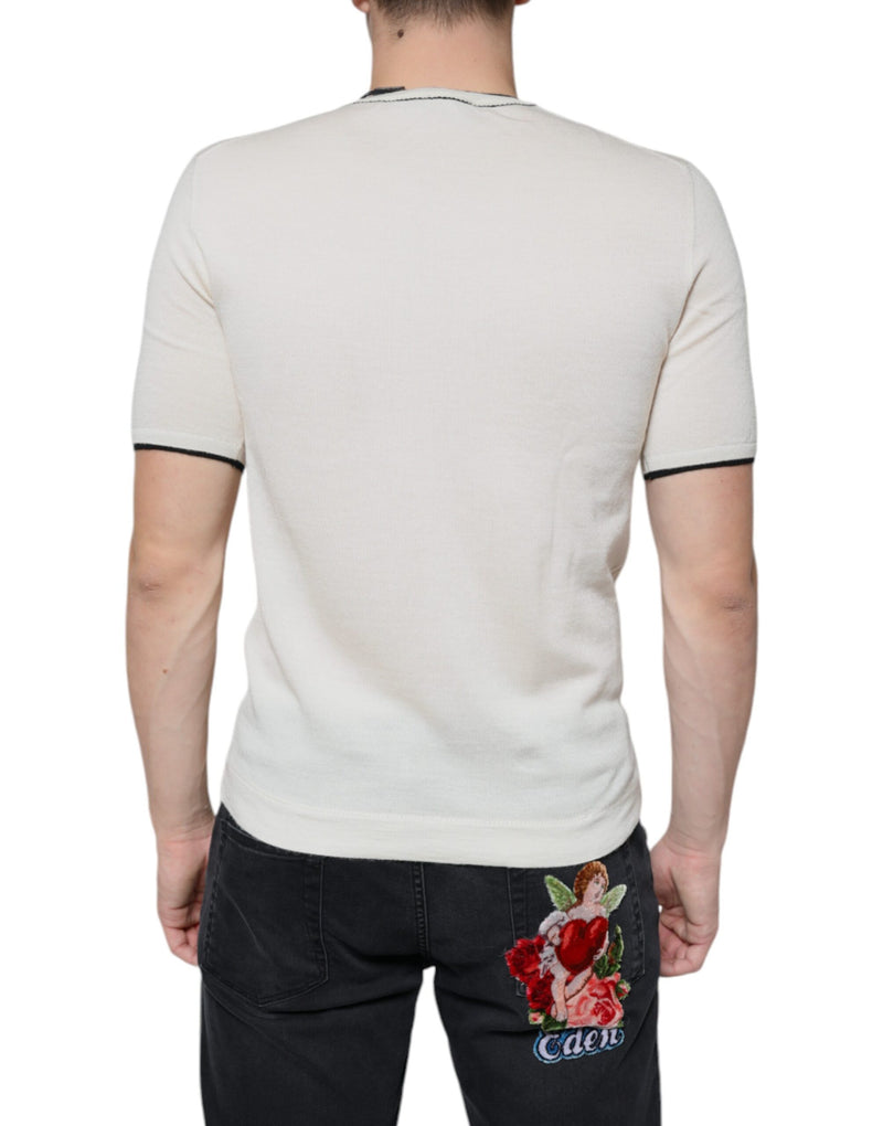 Camiseta de cashmere off-white de mangas curtas Dolce & Gabbana