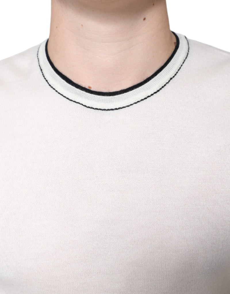 Camiseta de cashmere off-white de mangas curtas Dolce & Gabbana