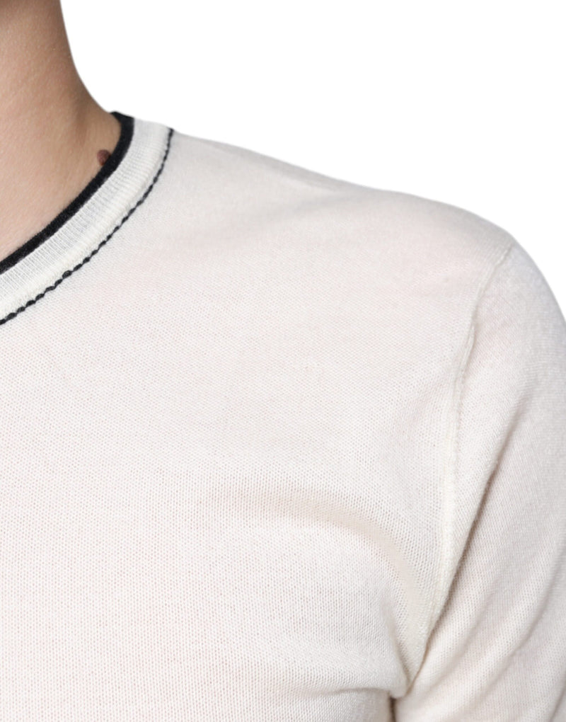 Camiseta de cashmere off-white de mangas curtas Dolce & Gabbana