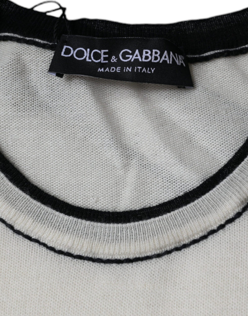 Camiseta de cashmere off-white de mangas curtas Dolce & Gabbana