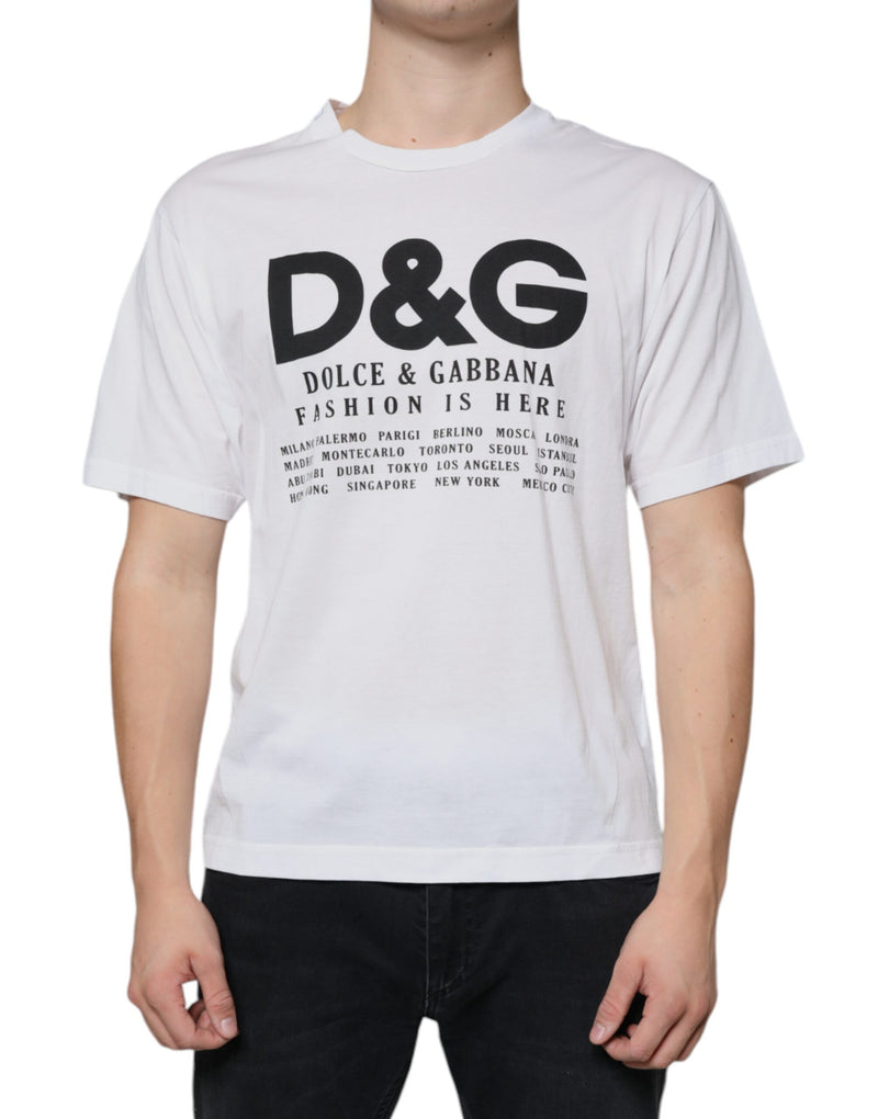 Camiseta informal blanca de algodón con estampado del logotipo DG de Dolce & Gabbana