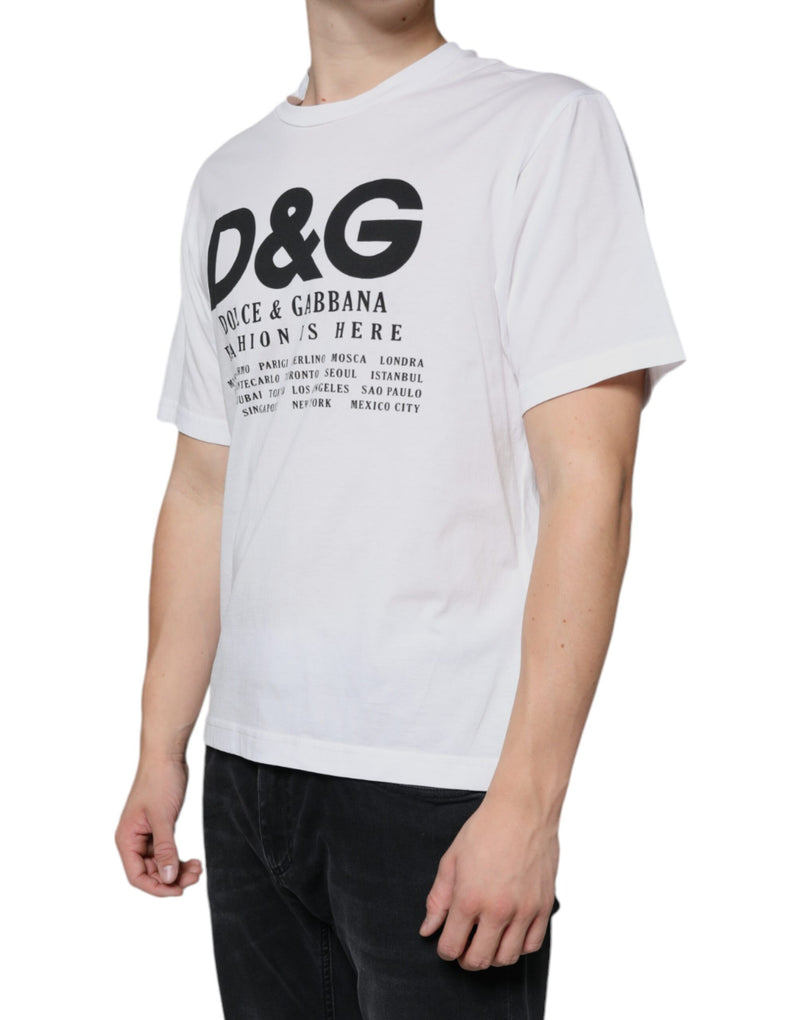 Camiseta informal blanca de algodón con estampado del logotipo DG de Dolce & Gabbana